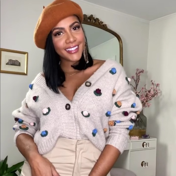 Zara Sweaters - Zara PREMIUM knit crochet flower cardigan sweater